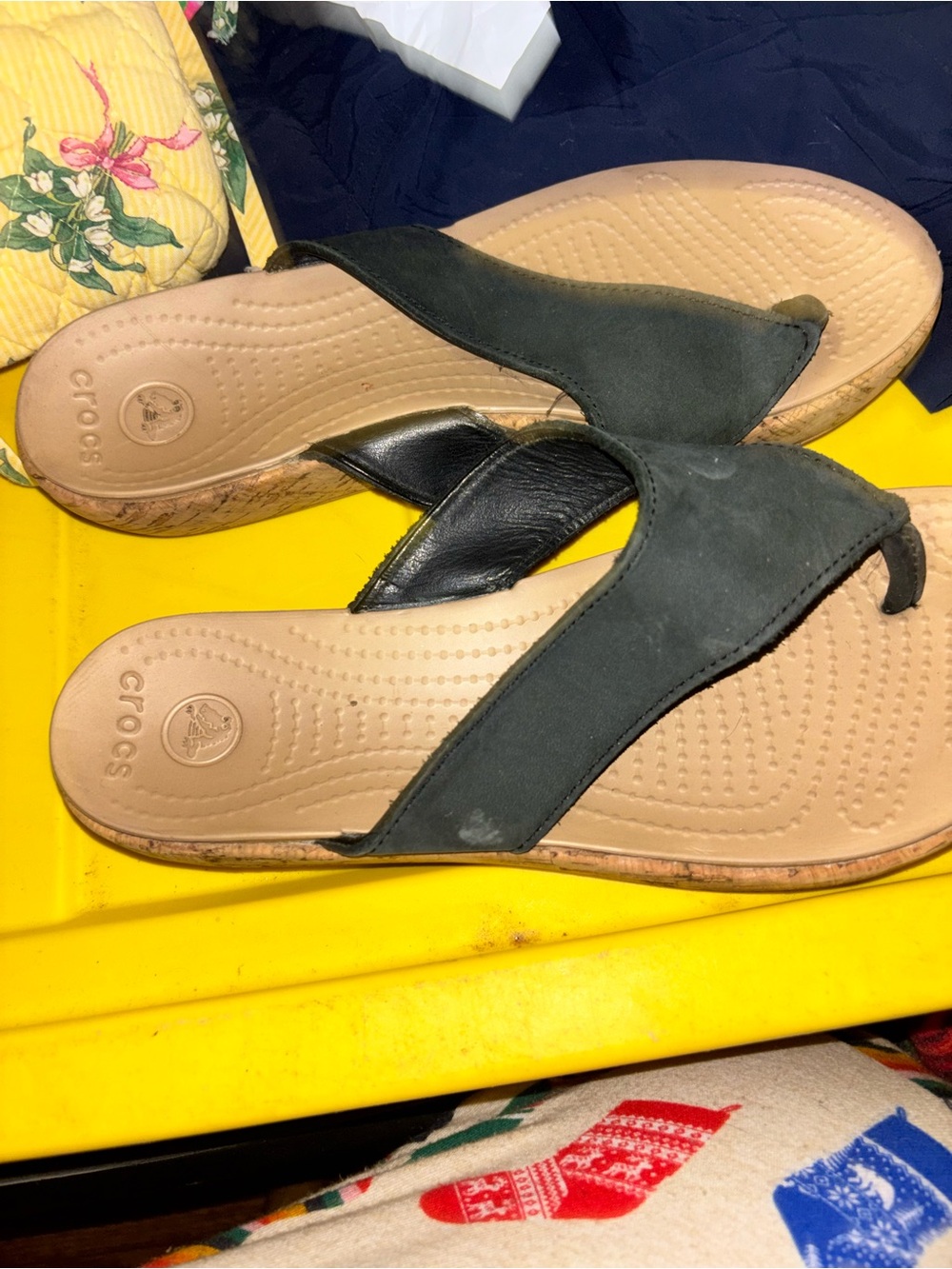 womens CROCS WEDGE CORK SANDALS~Size 9